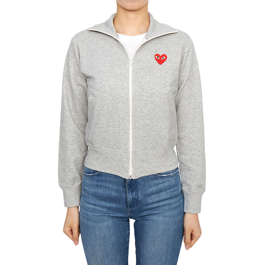 [15% 쿠폰] (W) 플레이 꼼데가르송 5 하트 집업 스웨트셔츠 그레이([15% 쿠폰] (W) Play Comme Des Garcons 5 Hearts Zip-Up Sweatshirt Grey) - 2