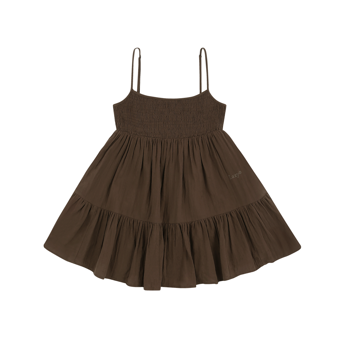 레이지지 쏠트 앤 썬 스모킹 원피스 브라운(LAZYZ Salt And Sun Smocking Mini Ops - Brown)