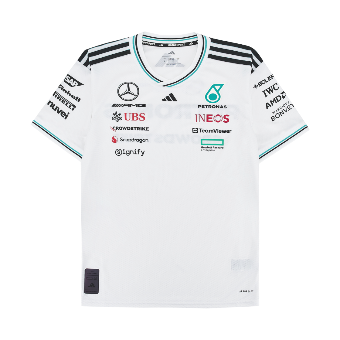 아디다스 x 메르세데스 AMG 페트로나스 F1 팀 어센틱 드라이버 저지 화이트 블랙 - KR 사이즈 (논 마킹 버전)(Adidas x Mercedes AMG Petronas F1 Team Authentic Driver Jersey White Black - KR Sizing (Non Marking Ver.)) - 1