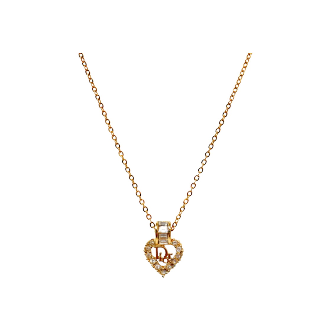 ITW8QUNVRB9H Dior Cubic Heart Oblique Gold Necklace A-B51426