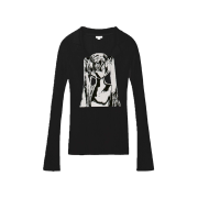 [KREAM 단독] Bonnae Women Collar Graphic Top Black