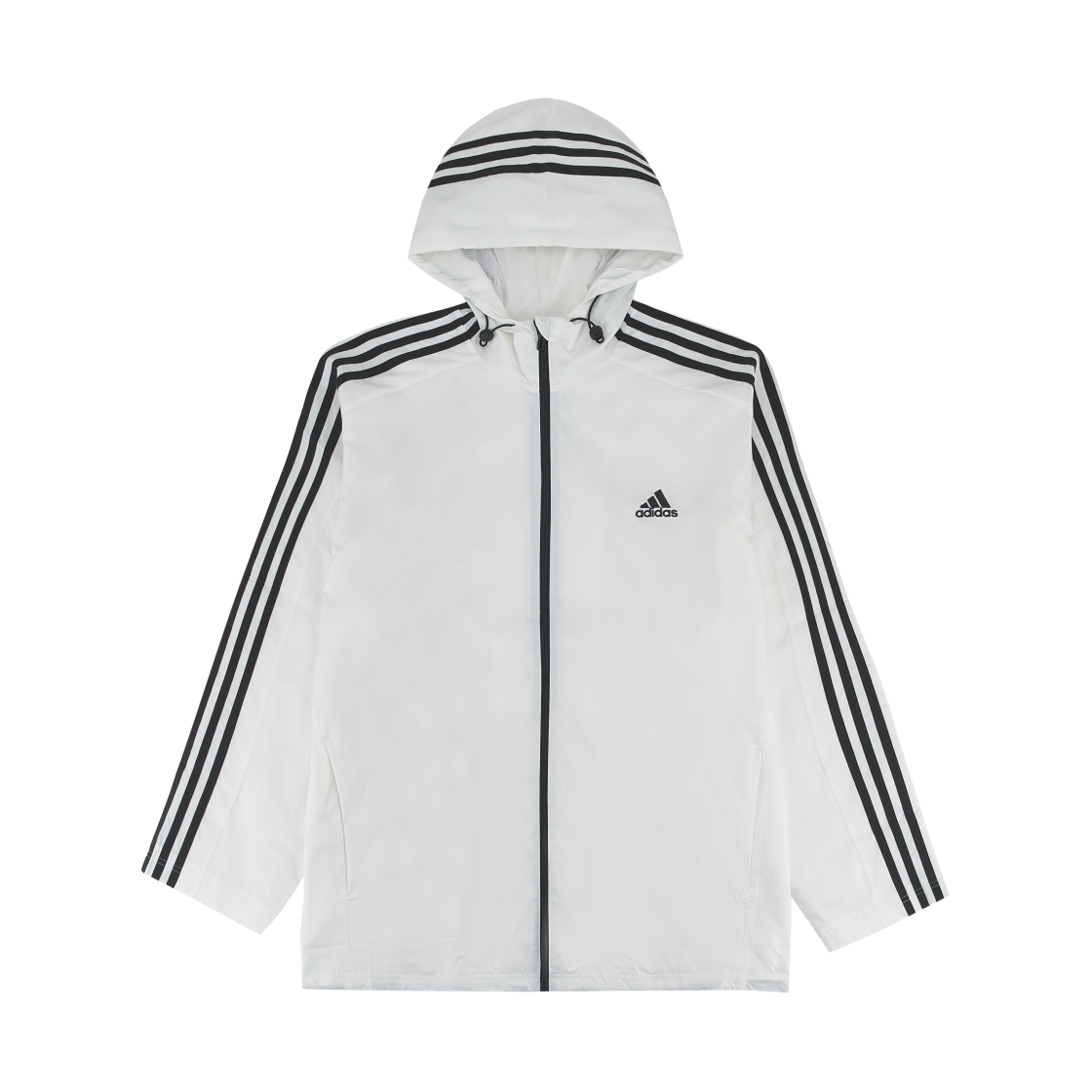 아디다스 에센셜 3S 우븐 윈드브레이커 자켓 화이트 - KR 사이즈(Adidas Essential 3S Woven Windbreaker Jacket White - KR Sizing)