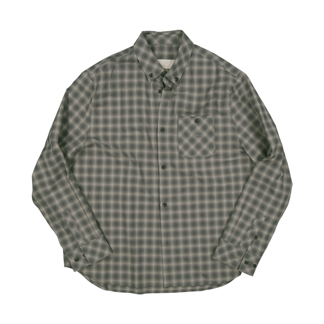 언더마이카 무.168 클래식 로고 세미 레귤러 핏 포켓 체크 셔츠 다크 베이지