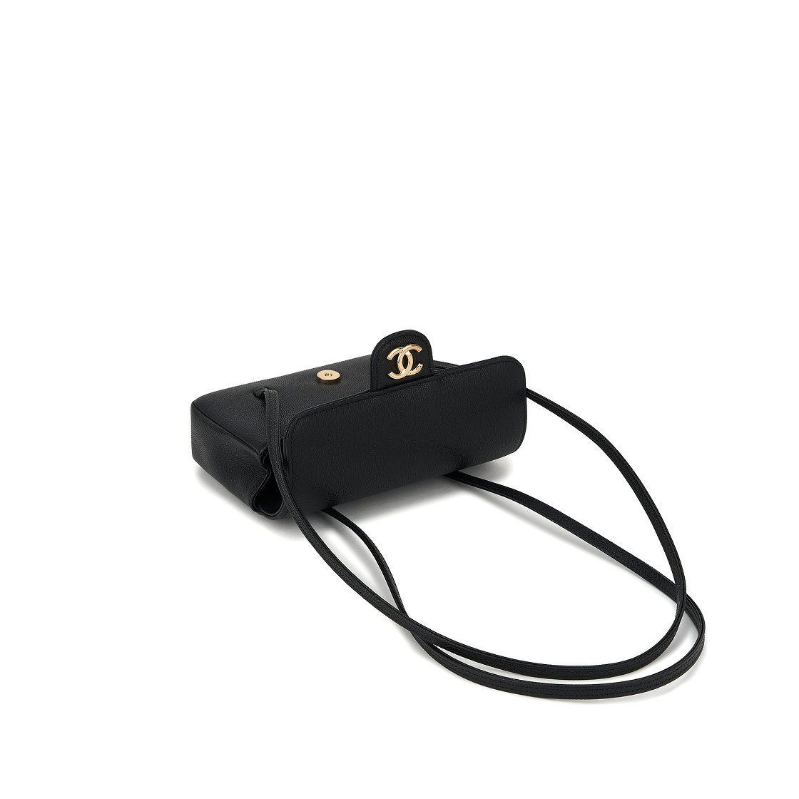 샤넬 레더 스트랩 클러치 그레인드 샤이니 카프스킨 & 골드 메탈 블랙(Chanel Clutch with Leather Strap Grained Shiny Calfskin & Gold Black) - 4