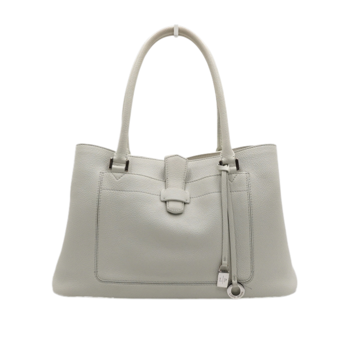 로로피아나 화이트 레더 벨뷰 미디어백 토트백 겸 숄더백aa61907(Loro Piana White Leather Bellevue Media Tote & Shoulder Bag) - 1