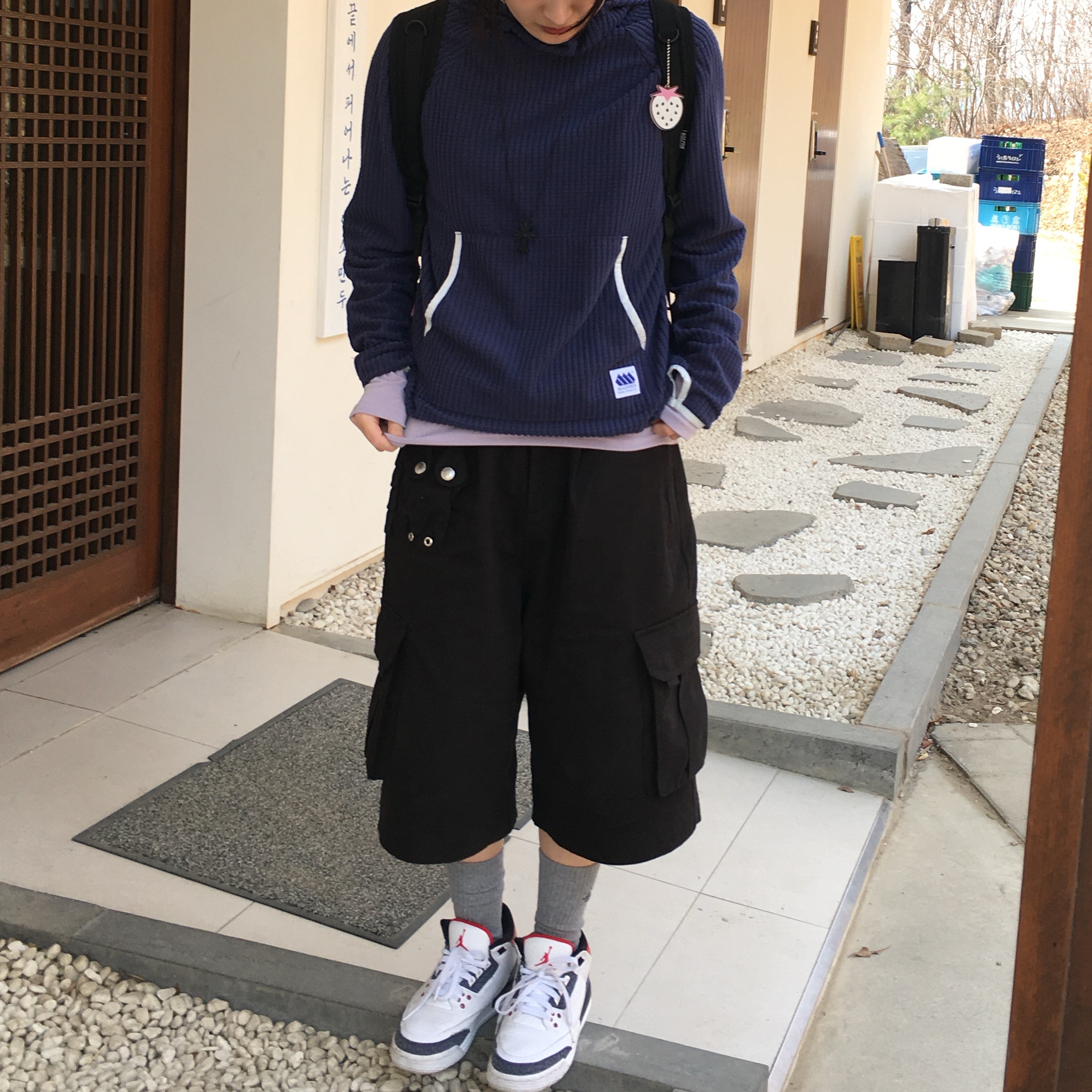 (GS) Jordan 3 Retro SE-T CO.JP Fire Red Denim 착용 스타일 - 3