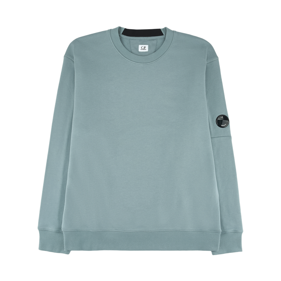 20CMSS713A005086W809 C.P. Company Diagonal Raised Fleece Crewneck Lens Sweatshirt Silver Blue - 26SS