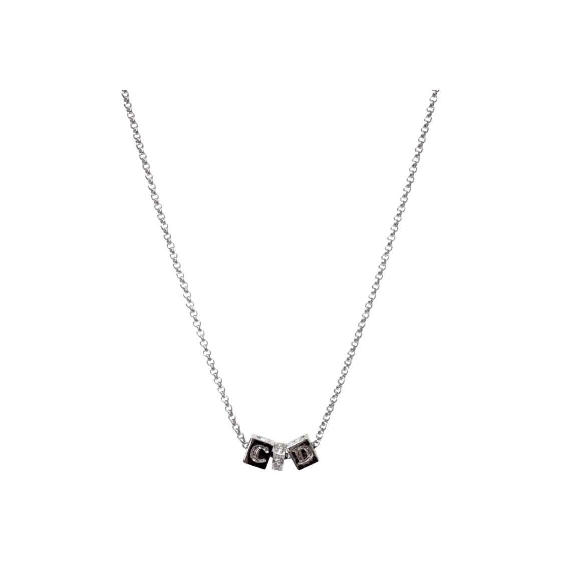 ITNSDP9UMWP5 Dior Cubic Cube CD Silver Necklace A-B51452