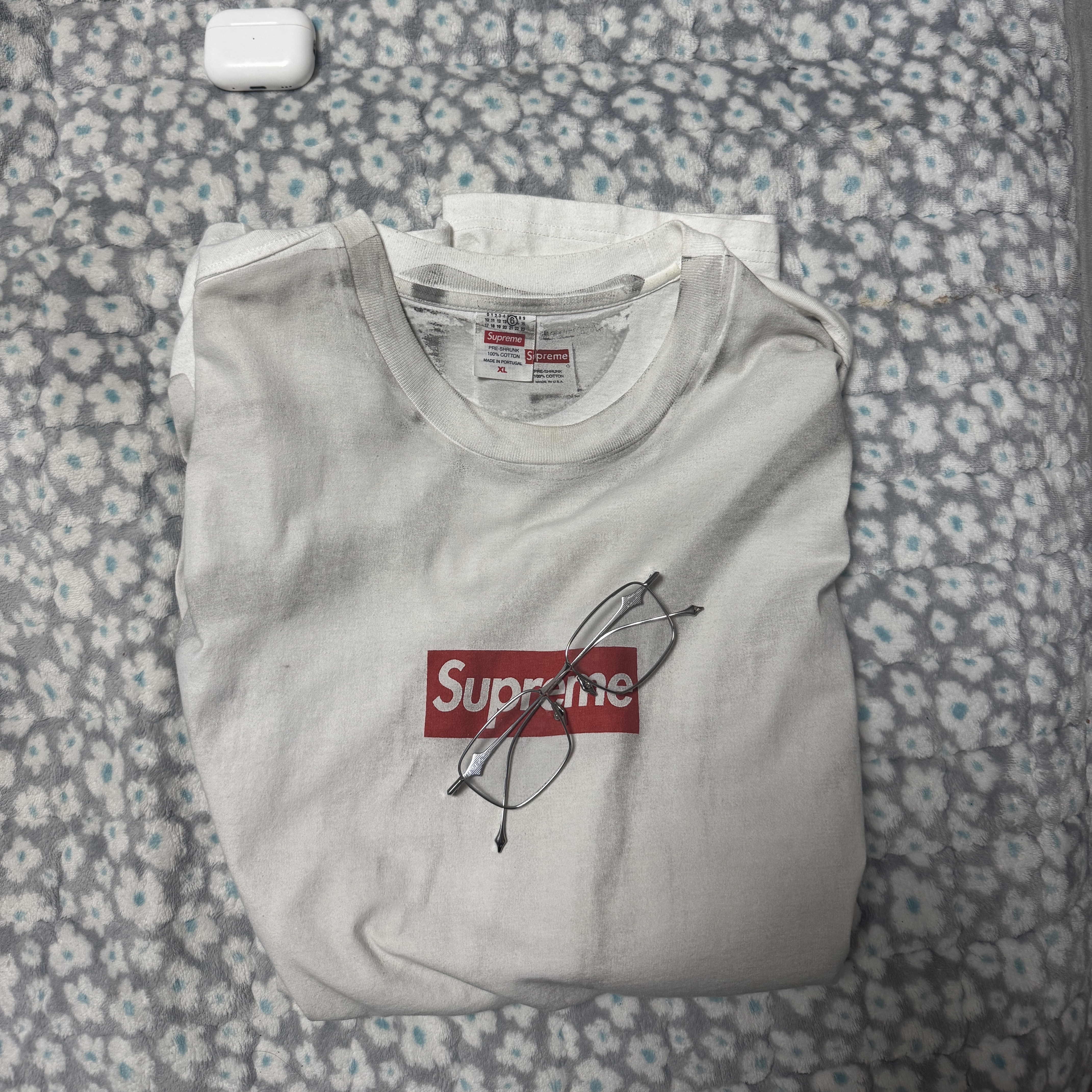 Supreme x MM6 Maison Margiela Box Logo T-Shirt White - 24SS, Gentle Monster Vanta 02 Silver Clear 착용 스타일