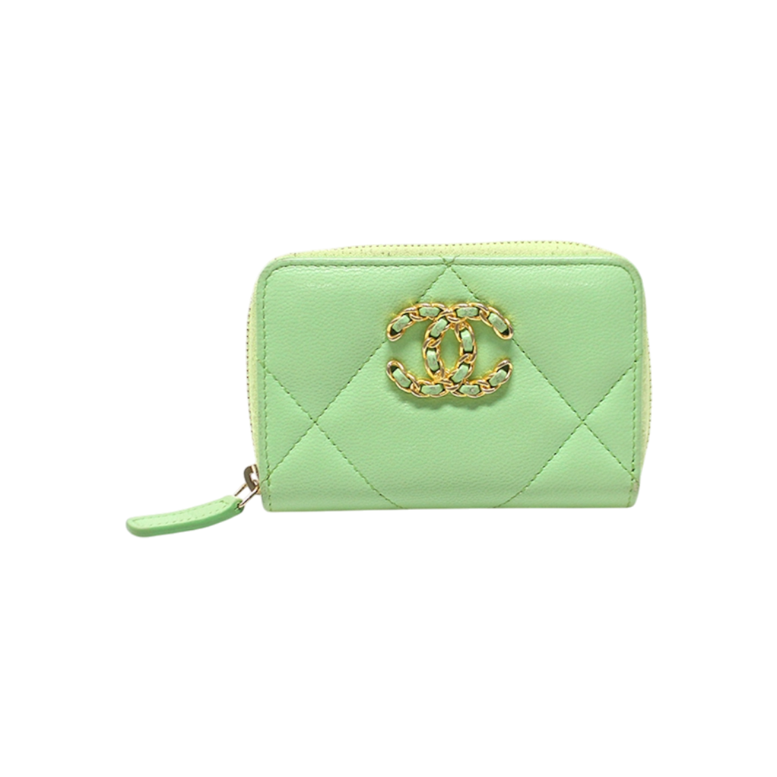 샤넬 AP0949 그린 램스킨 금장 CC로고 샤넬 19 지퍼 동전 카드지갑 (30번대)(Chanel 19 Green Lambskin Gold CC Logo Zip Coin Card Wallet (30 Series))