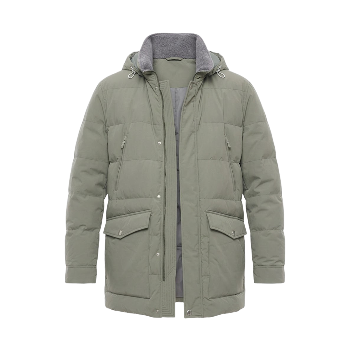 브루넬로 쿠치넬리 디테처블 후드 본디드 태피터 다운 자켓 그린(Brunello Cucinelli Bonded Taffeta Down Jacket with Detachable Hooded Green)
