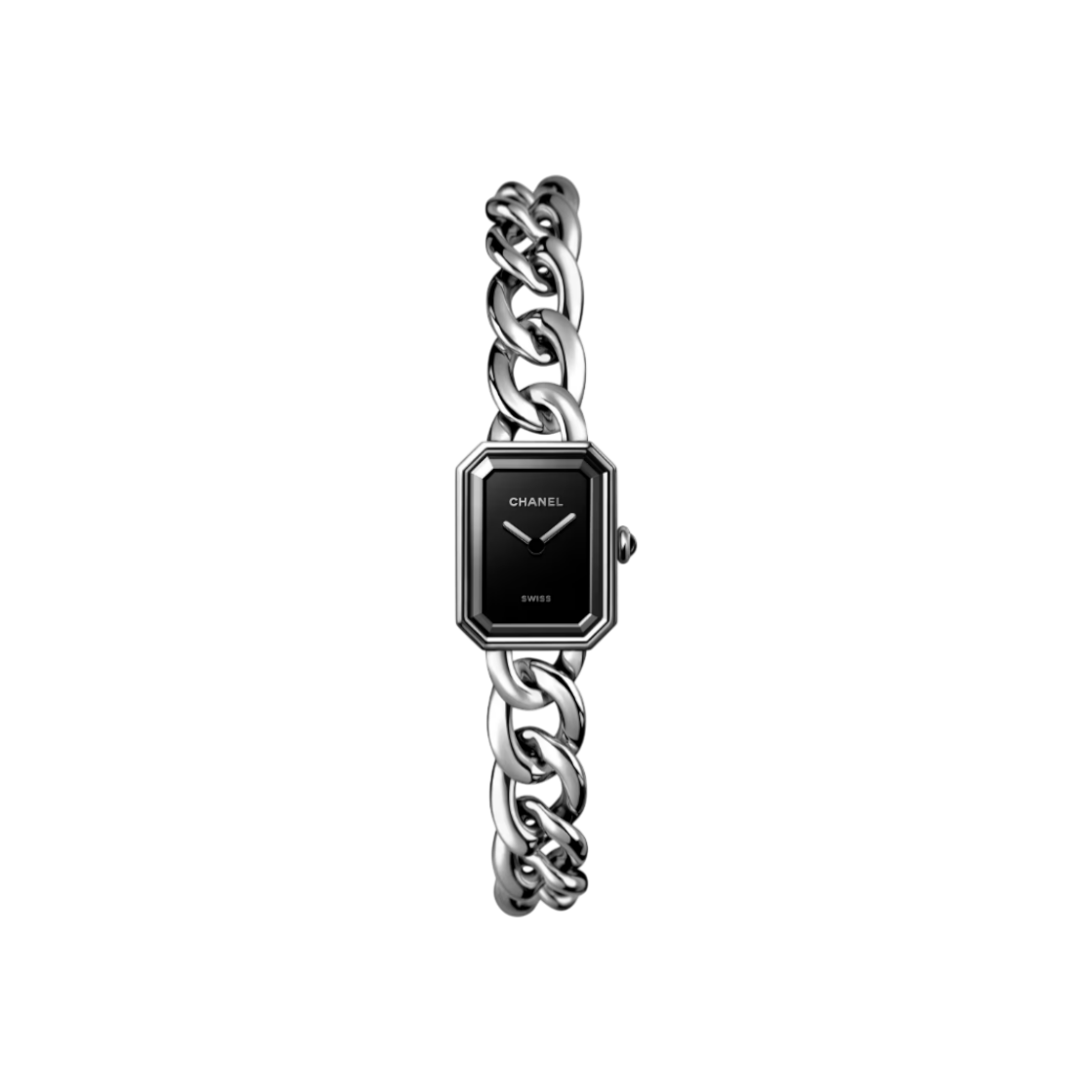 샤넬 H7019 스틸 블랙 쿼츠 프리미에르 구르메트 체인 여성 시계(Chanel H7019 Steel Black Quartz Premiere Gourmette Chain Women's Watch)