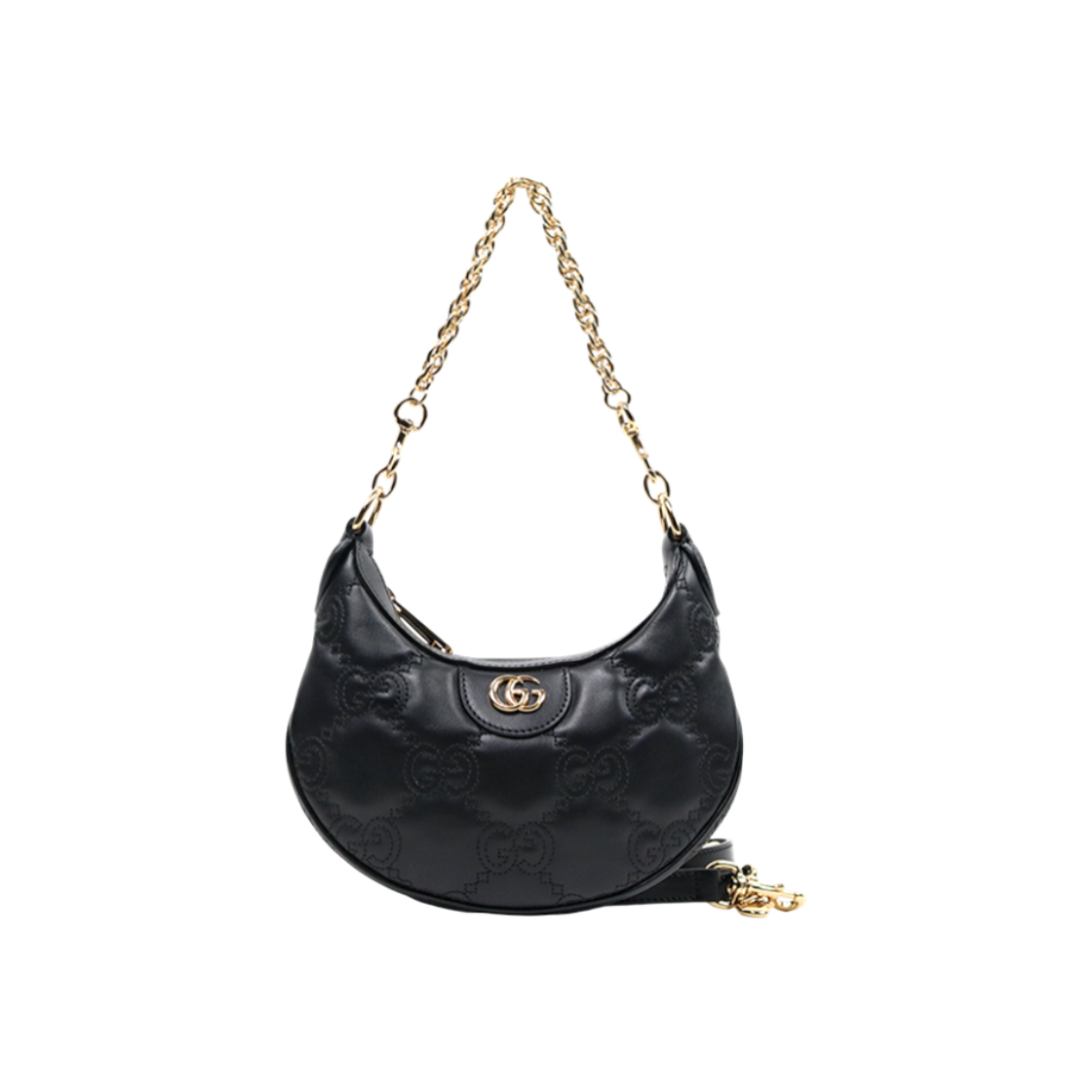 구찌 블랙 레더 GG 마틀라세 미니 호보 체인 숄더백 D-A50053(Gucci Black Leather GG Matelasse Mini Hobo Chain Shoulder Bag D-A50053) - 1