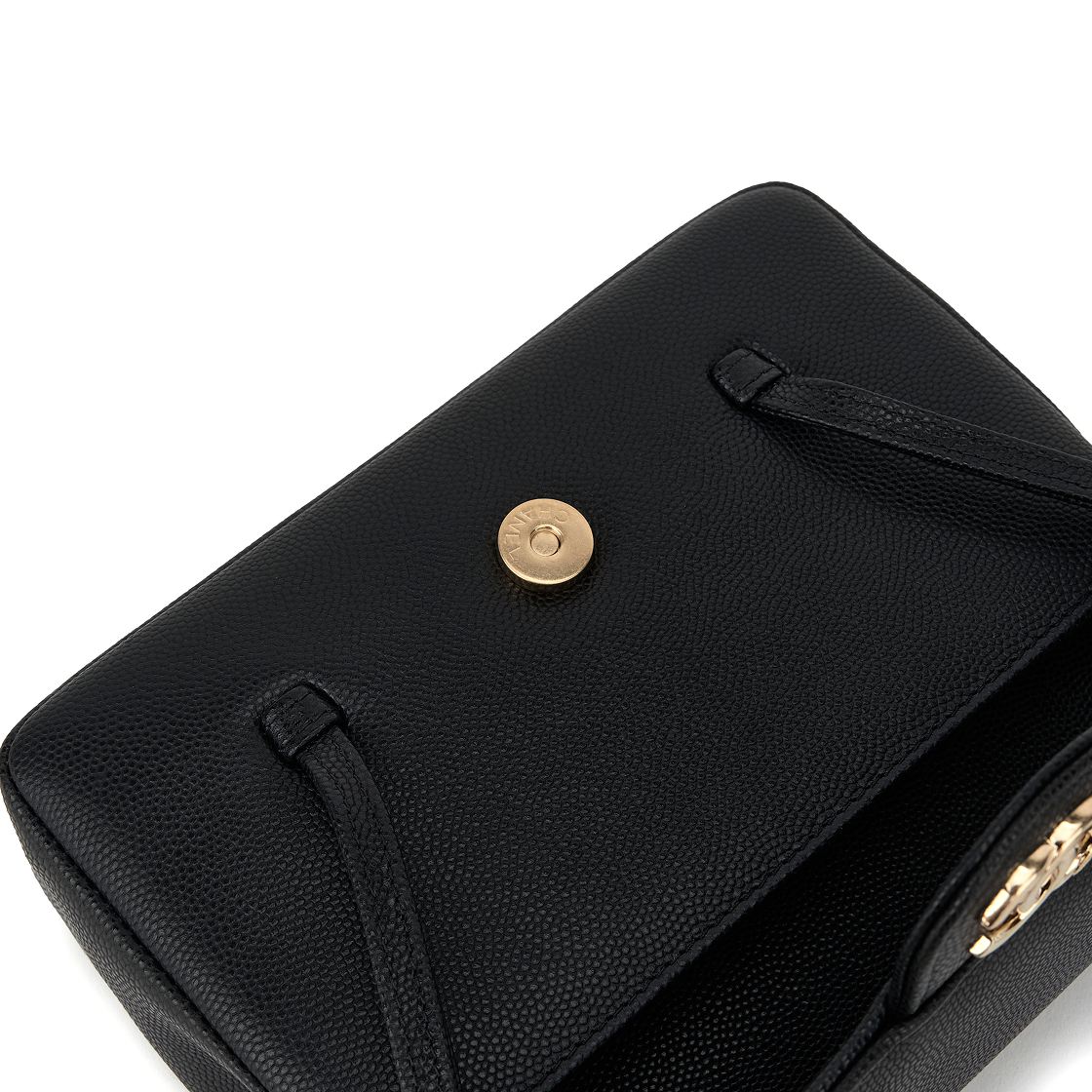 샤넬 레더 스트랩 클러치 그레인드 샤이니 카프스킨 & 골드 메탈 블랙(Chanel Clutch with Leather Strap Grained Shiny Calfskin & Gold Black) - 6