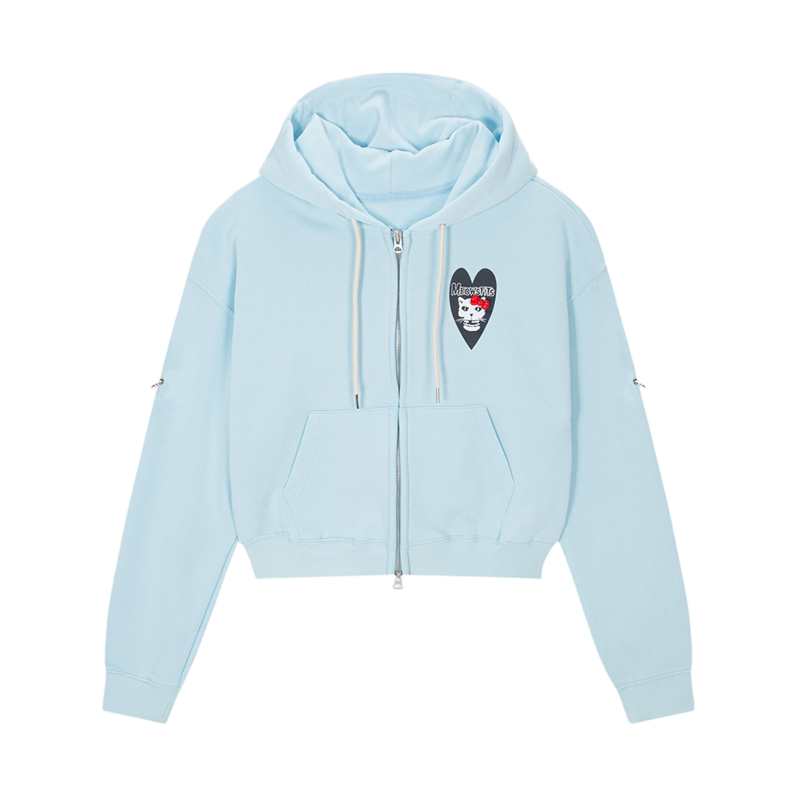 하이타이드 프랭키 미우스피츠 크롭 와이어 집업 후디 스카이 블루(HIGHTIDE FRANKIE Meowsfits Crop Wire Zip-Up Hoodie Sky Blue) - 2