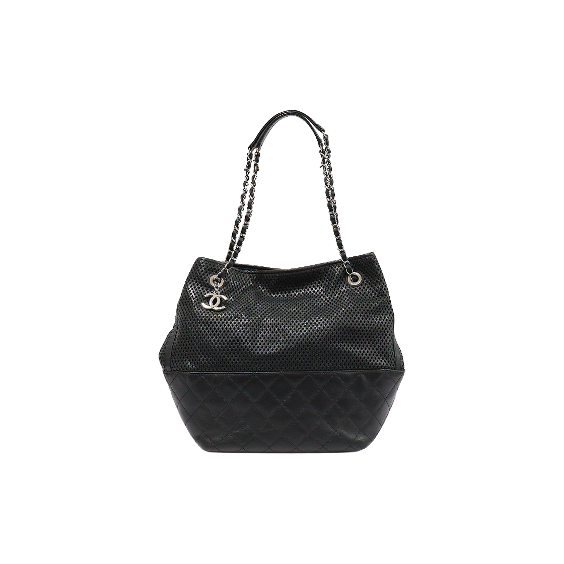 샤넬 블랙 램스킨 퀄팅 퍼포 업 인더 에어 노스 사우스 은장 체인 숄더백 (17번대)(Chanel Black Lambskin Quilted Up in the Air North South Silver Chain Shoulder Bag (17 Series)) - 1