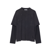 [KREAM 단독] Partimento Reworks Cut-off Waffle Layered L/S VTG Black