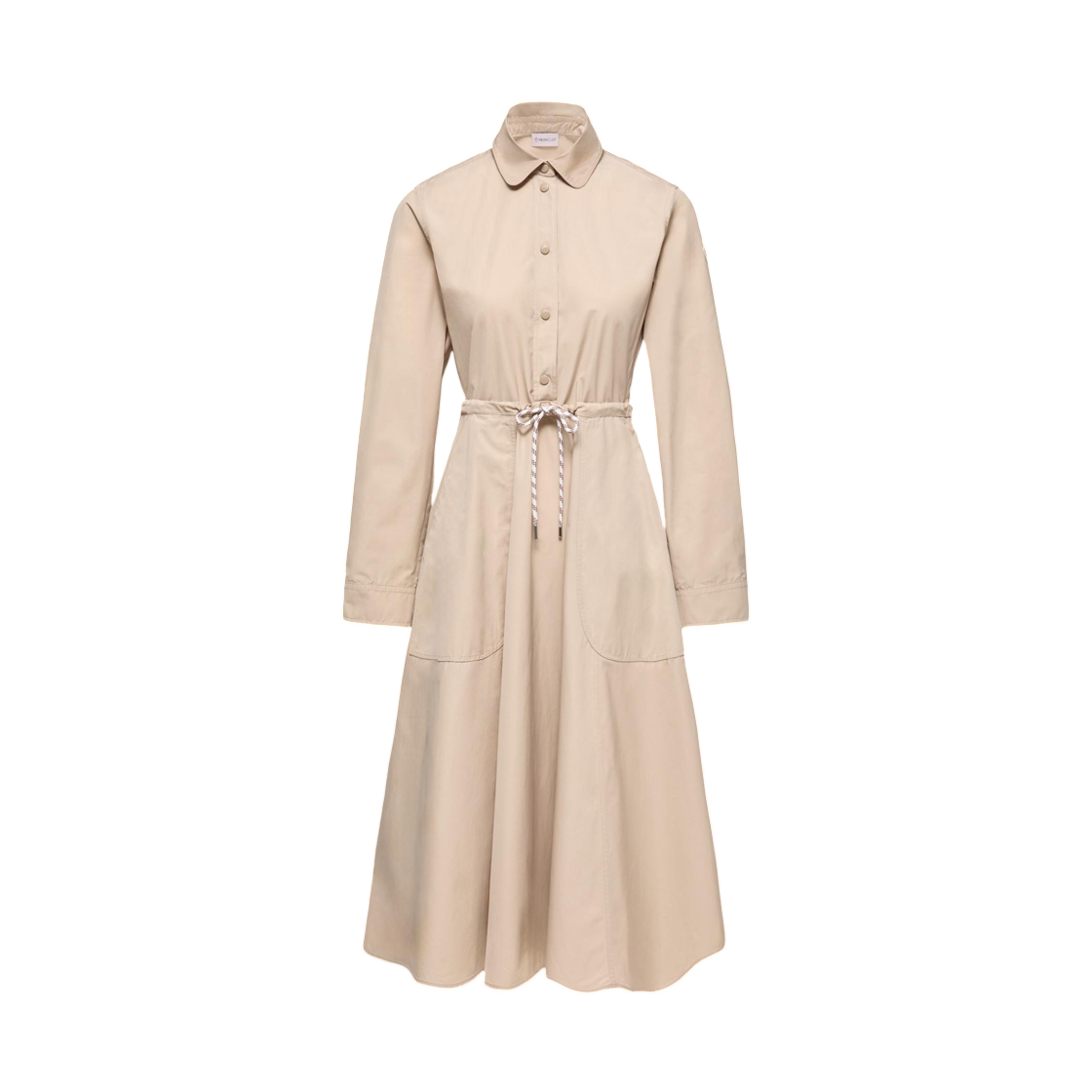 (W) 몽클레르 포플린 미디 셔츠 드레스 베이지 - 26SS((W) Moncler Poplin Midi Shirt Dress Beige - 26SS)