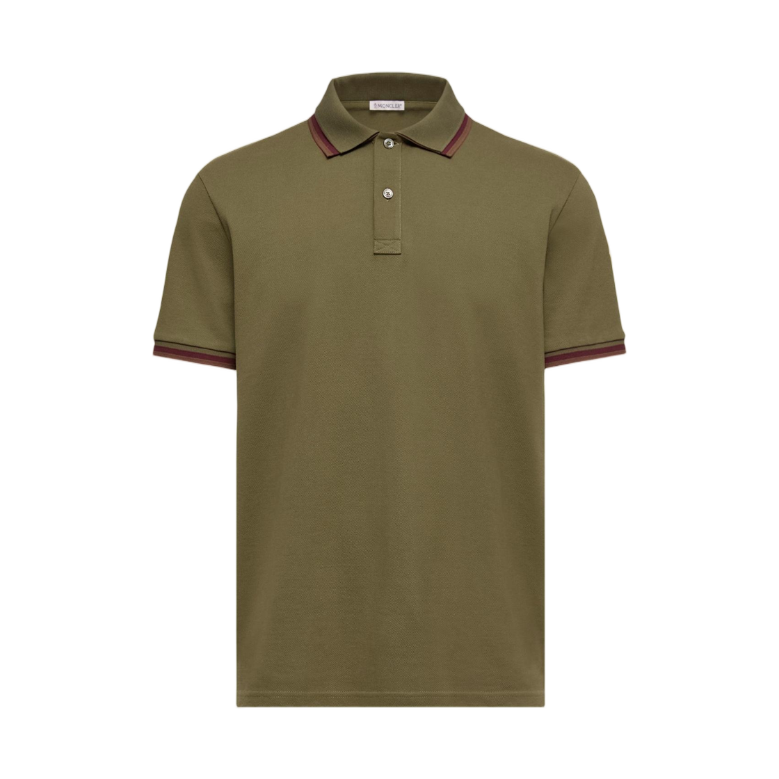 L1-091-8A00005-89A16-818 Moncler Double Collar Cotton Piquet Polo Shirt Olive Green - 26SS