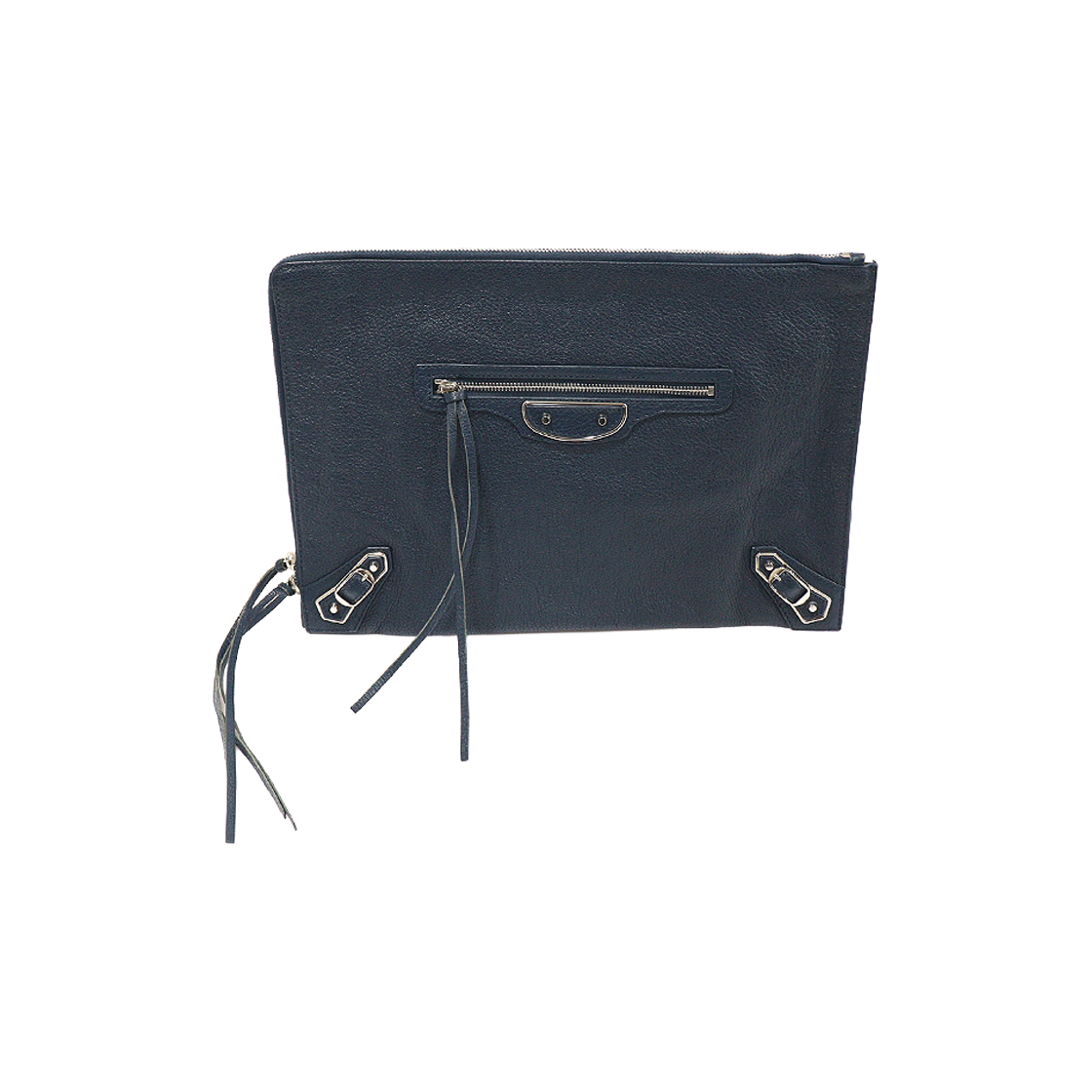 발렌시아가 390186 네이비 레더 은장 클래식 메탈 엣지 모터 클러치(Balenciaga 390186 Navy Leather Silver Classic Metal Edge Motor Clutch) - 1