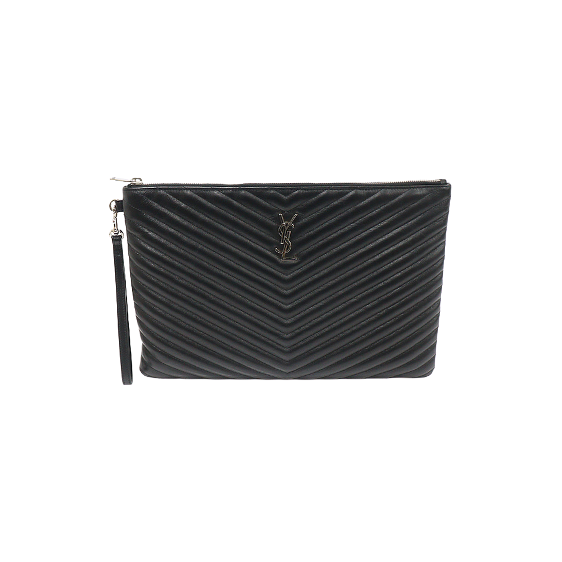 생로랑 440222 블랙 마틀라세 모노그램 다큐먼트 홀더 스트랩 클러치(Saint Laurent 440222 Black Matelasse Monogram Document Holder Strap Clutch)