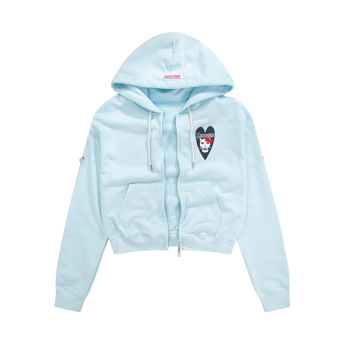 HF26AHZ002SB HIGHTIDE FRANKIE Meowsfits Crop Wire Zip-Up Hoodie Sky Blue