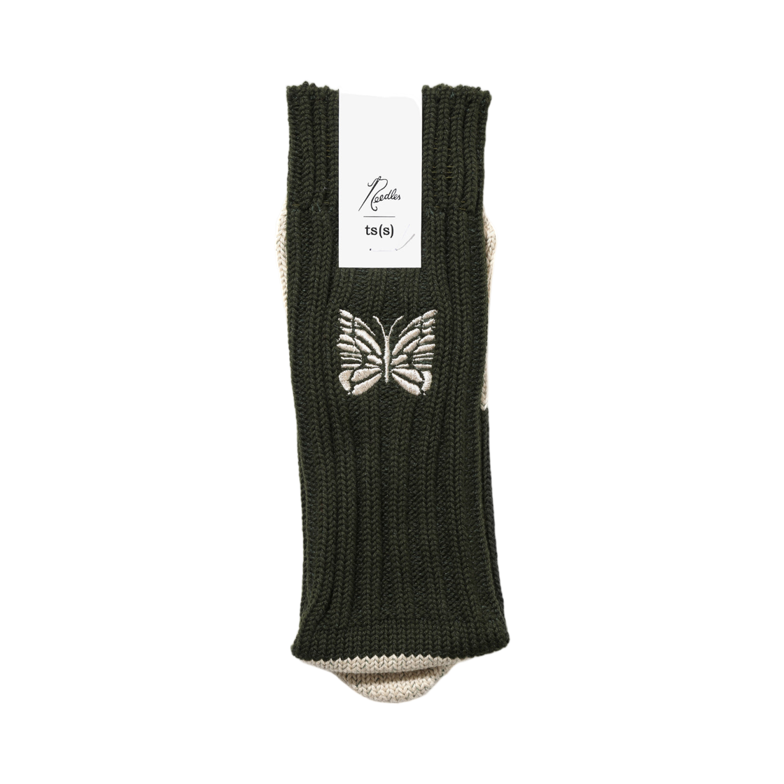 니들스 x ts(s) 언페어드 코튼 립 삭 올리브(Needles x ts(s) Unpaired Cotton Rib Sock Olive)