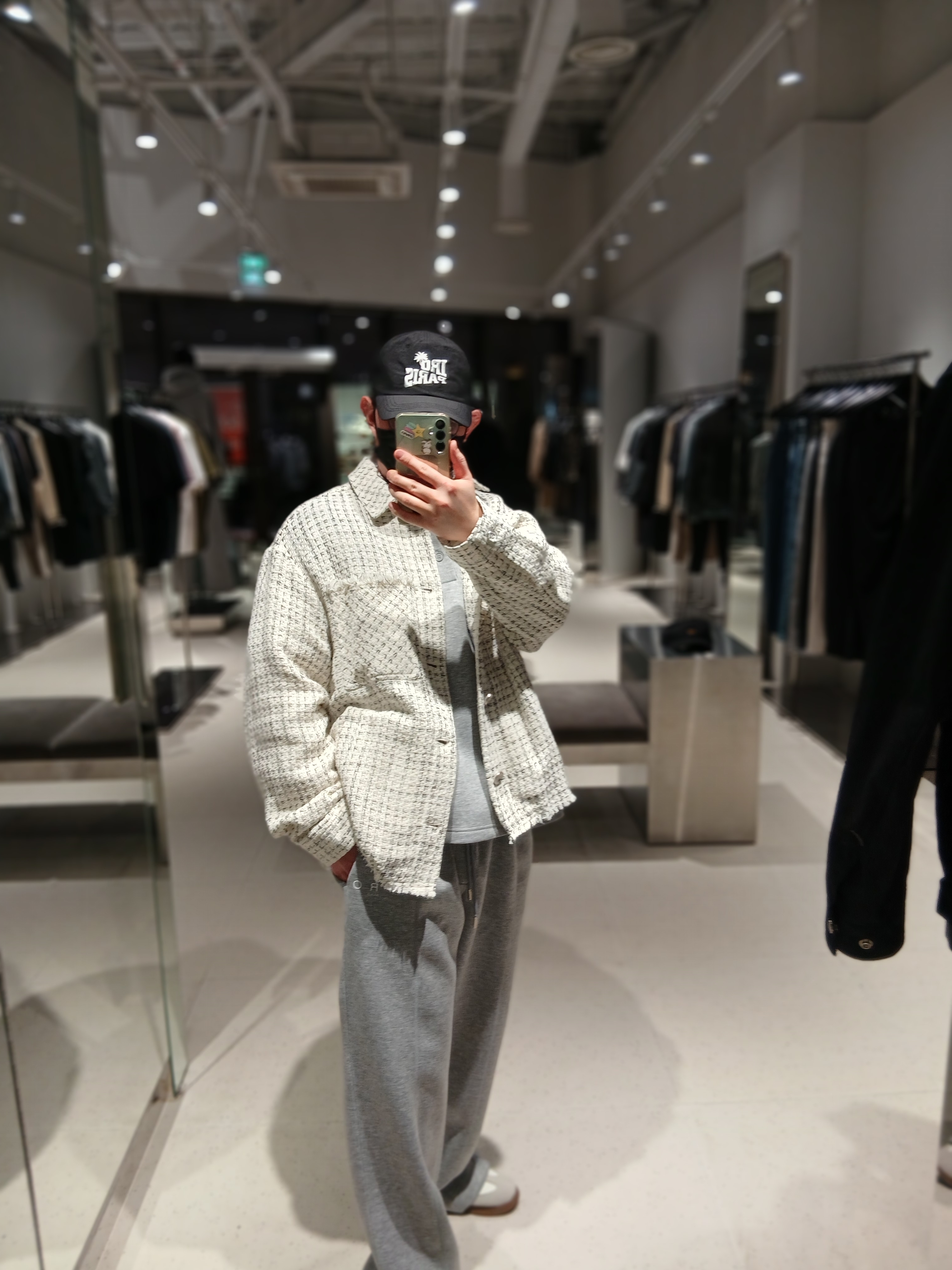 Iro Palmtree Nylon Ball Cap Navy, Iro Banding Color Wide Jogger Pants Grey 착용 스타일 - 1