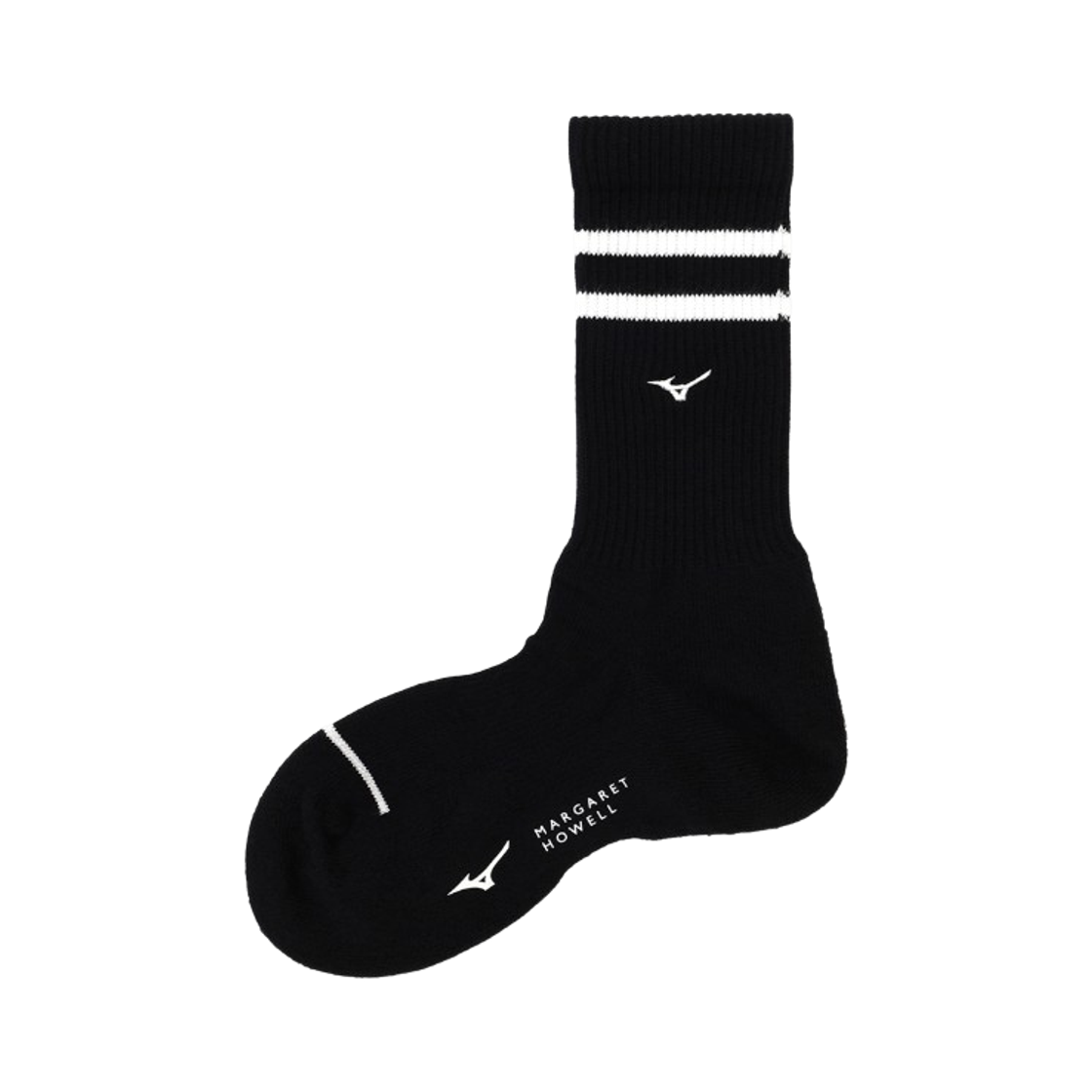 (W) 미즈노 x 마가렛 호웰 드라이 벡터 삭스 블랙((W) Mizuno x Margaret Howell Dry Vector Socks Black)