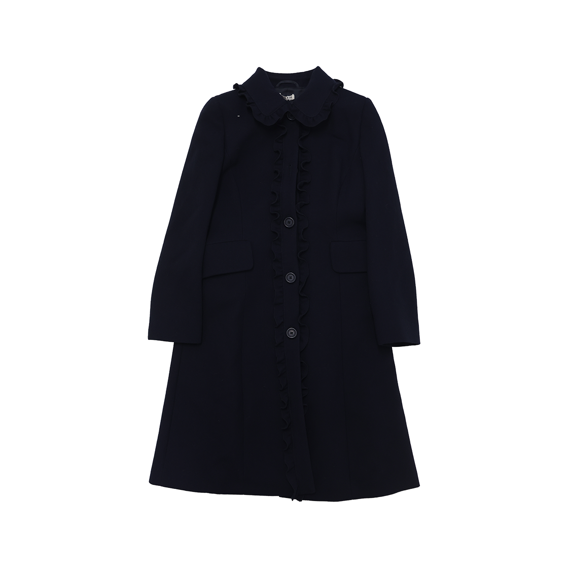 미우미우 러플 트리밍 코트 울 러플 트리밍 울 코트(Miu Miu Ruffled Trim Wool Coat)