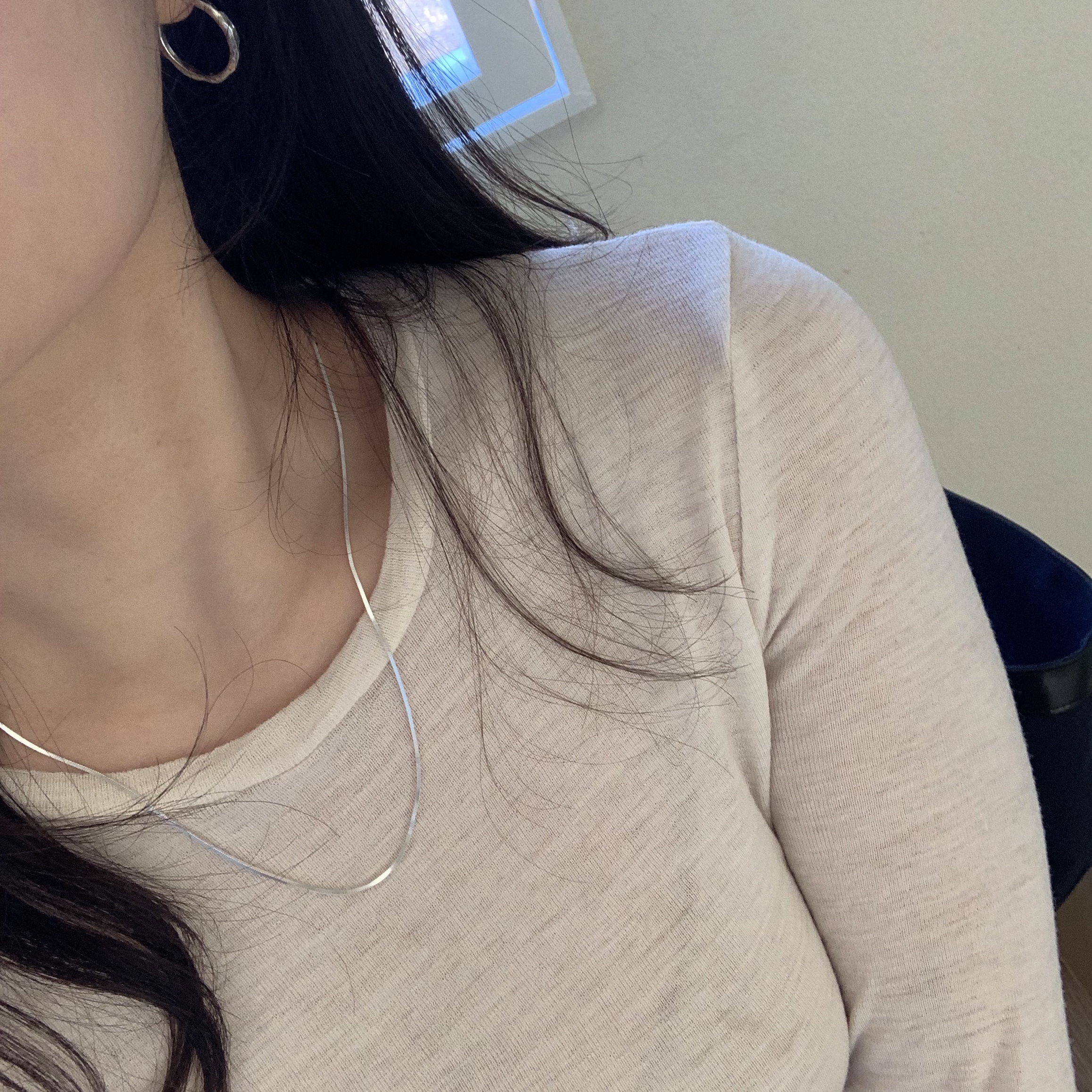 Byweekend 1mm Snake Necklace Silver, Byweekend Basic Ring Earring Silver 20mm 착용 스타일 - 1