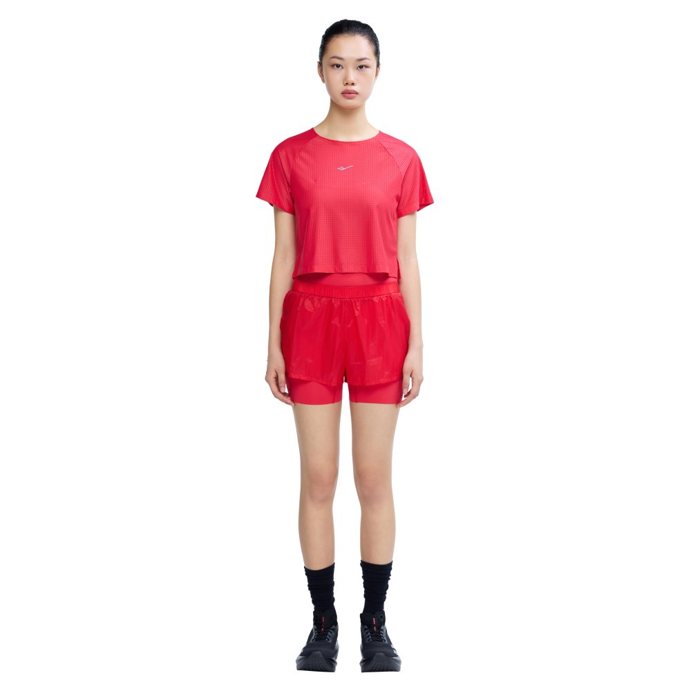 프로-스펙스 여성 울트라라이트 메쉬 크롭 반팔티셔츠 레드(PRO-SPECS Women's Ultra-Light Mesh Cropped T-shirt Red) - 2