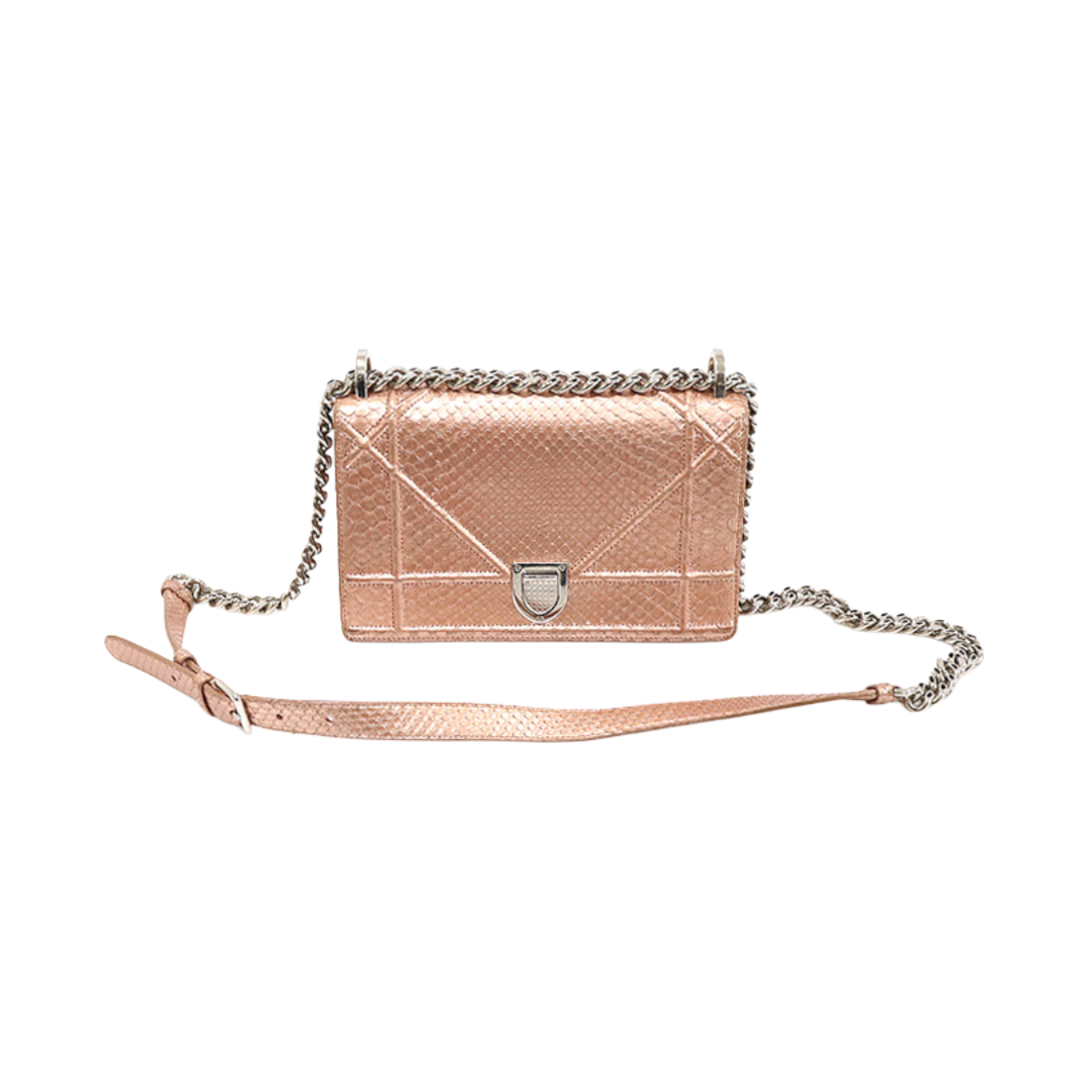 ITAKABND822N Dior Small Chain Shoulder Bag in Metallic Pink Python