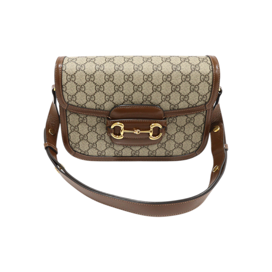 구찌 602204 GG 수프림 캔버스 브라운 레더 홀스빗 1955 스몰 숄더백(Gucci 602204 GG Supreme Canvas Brown Leather Horsebit 1955 Small Shoulder Bag) - 1