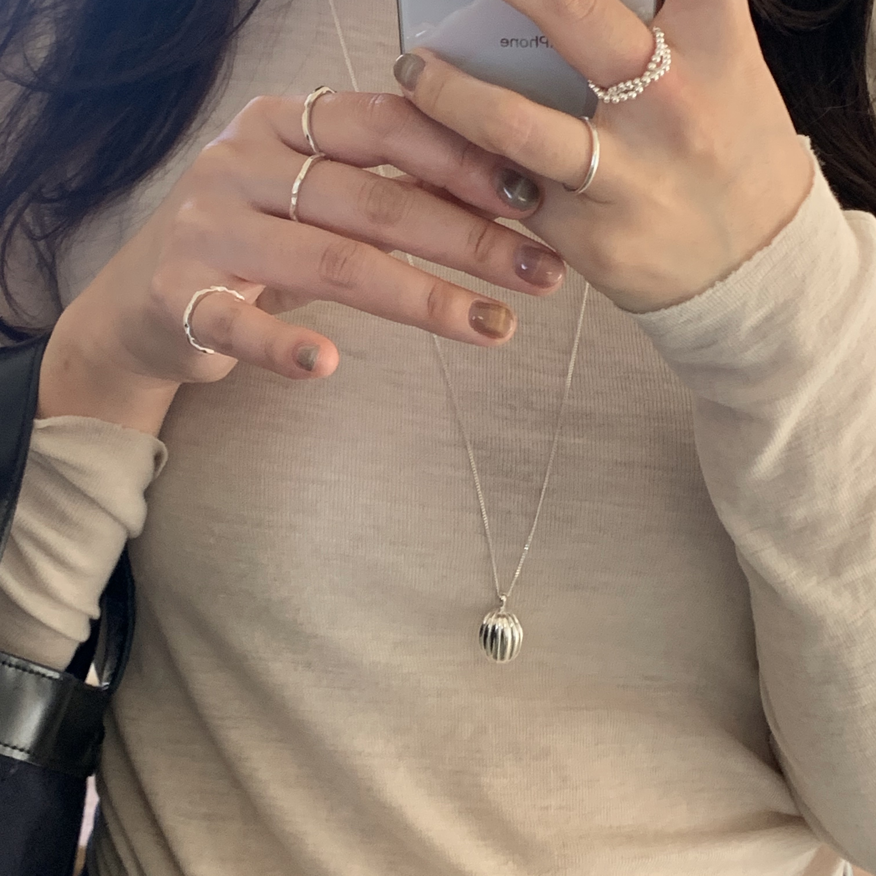 Byweekend 1mm Snake Necklace Silver, Byweekend Basic Ring Earring Silver 20mm 착용 스타일 - 3