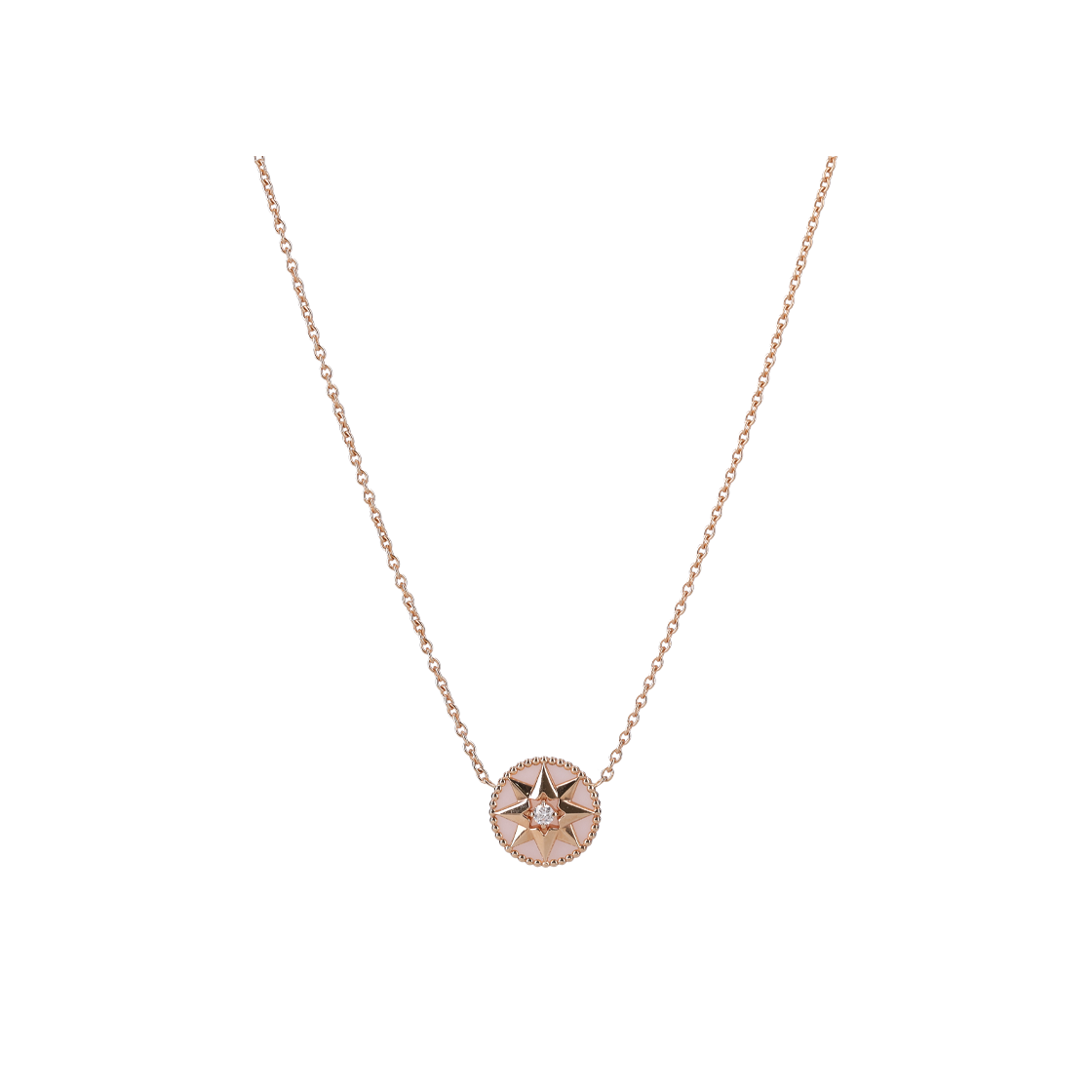 디올 JRDV95007 로즈 드 방 네크리스 18K 핑크 골드 & 다이아몬드 & 오닉스(Dior JRDV95007 Rose de Vent Necklace in 18K Pink Gold with Diamonds and Onyx)