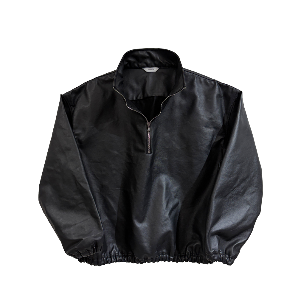 논노드 하프 집 코티드 데님 블랙(Nonnod Half Zip Coated Denim Black)