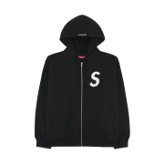 Supreme S Logo Zip Up Hooded Sweatshirt Black - 25FW