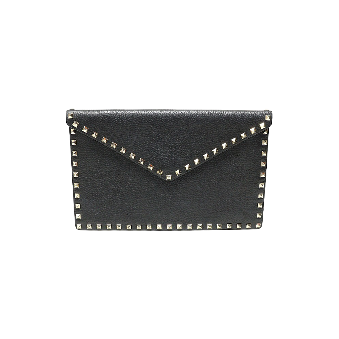발렌티노 PW2P0P56VSH 블랙 스탐파 알체 카프스킨 금장 락스터드 엔벨로프 파우치 클러치(Valentino Black Stamp Alce Calfskin Gold Rockstud Envelope Clutch) - 1