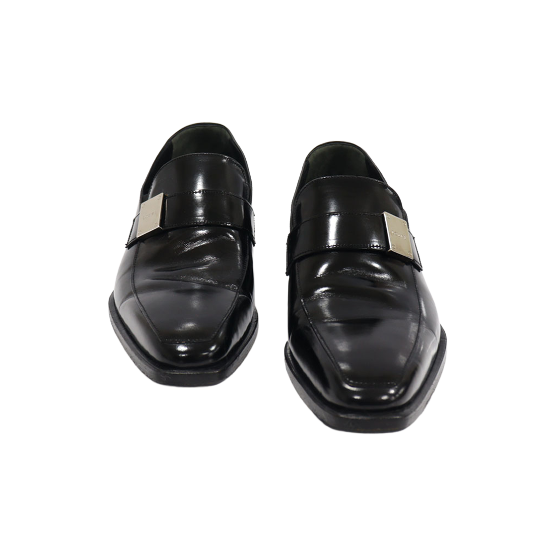 로에베 블랙 유광 레더 은장 로고 남성 로퍼 39.5(Loewe Black Glossy Leather Silver Logo Men's Loafers 39.5) - 1