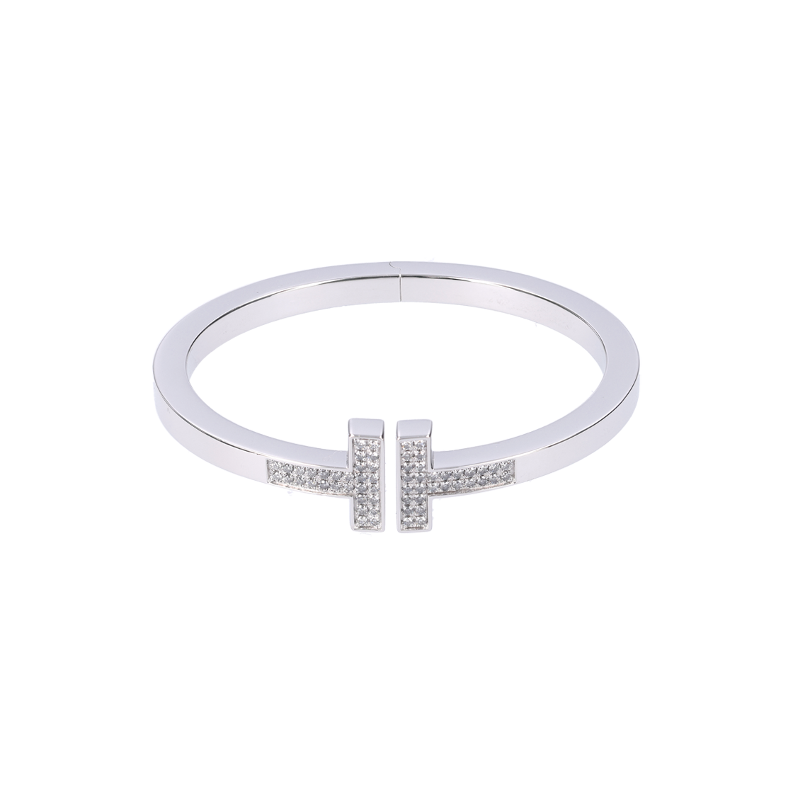 티파니 37470376 T 스퀘어 브레이슬릿 파베 18K 화이트 골드 다이아몬드(Tiffany T Square Pave Bracelet in 18K White Gold with Diamonds) - 1