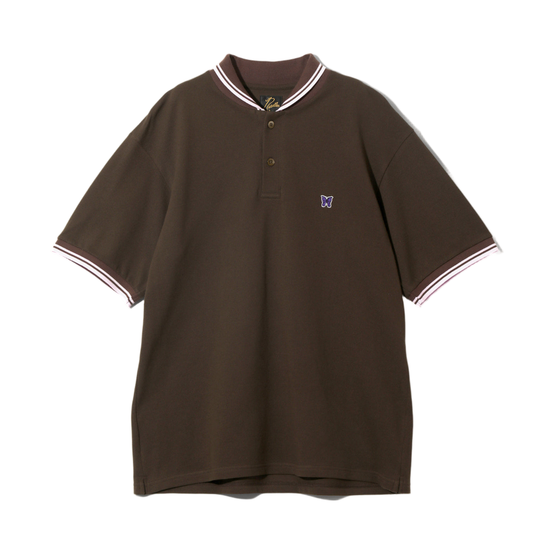 SX441C Needles Shawl Collar Polo Cotton Pique Brown