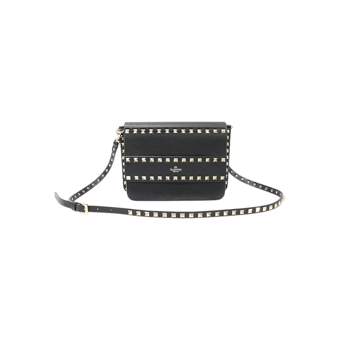 발렌티노 UW2B0E86BOL 블랙 카프스킨 금장 락스터드 클러치 크로스백(Valentino Black Calfskin Gold Rockstud Clutch Crossbody Bag) - 1