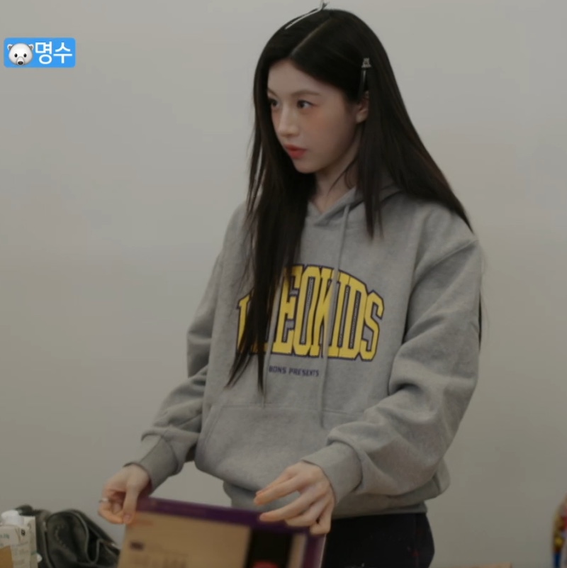 BDNS Videokids Hoodie Grey 착용 스타일