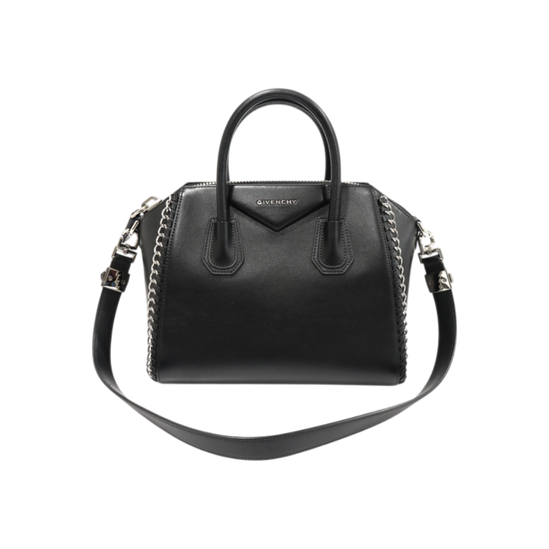 ITWI9S7T4VKR Givenchy Black Leather Chain-Detail Antigona Small 2-Way Bag