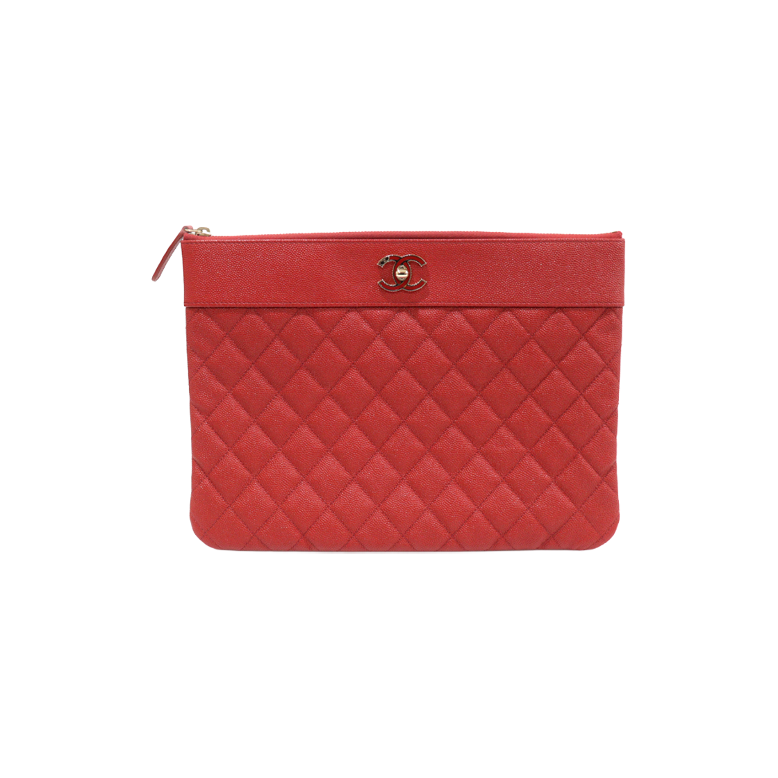 ITME6ADLIT6R Chanel Red Caviar Gold Classic New Medium Clutch (28 Series)