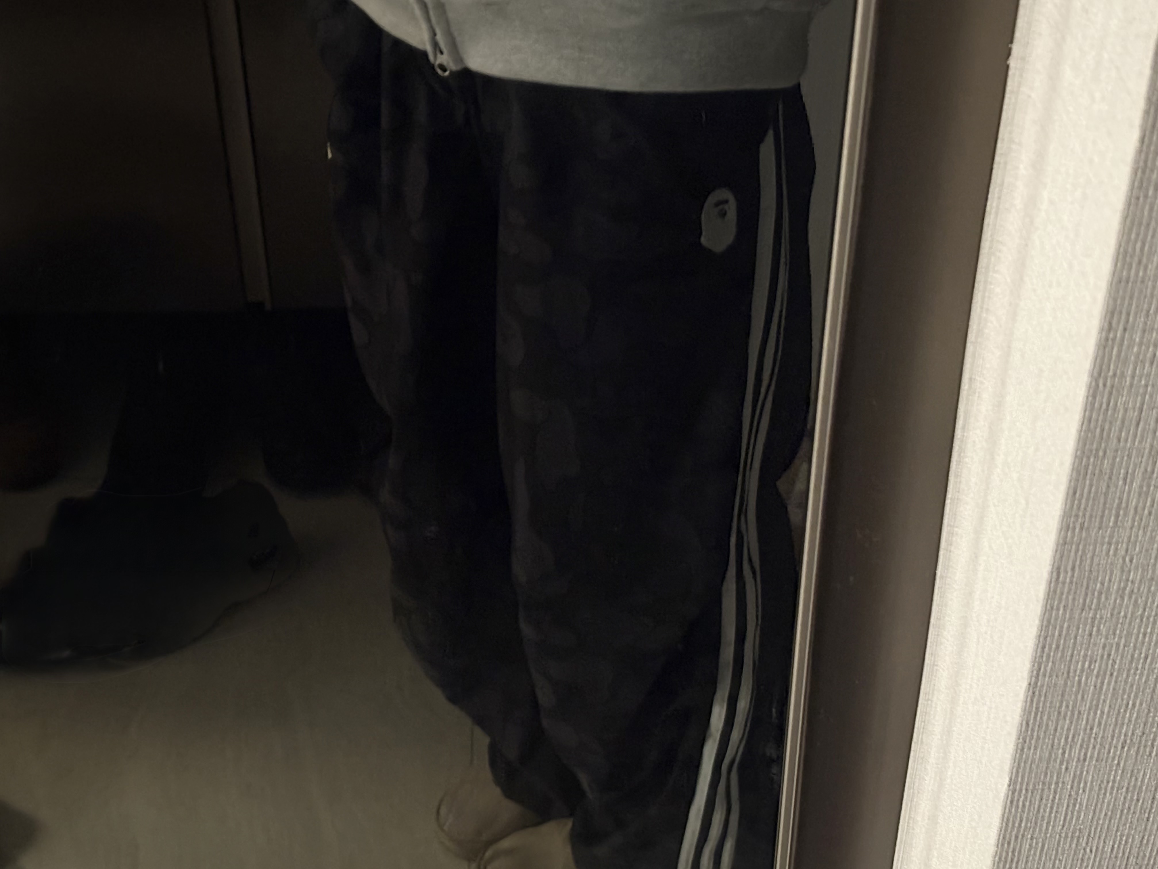 Adidas x BAPE Jacquard Pants Black - US Sizing, Adidas x BAPE Jacquard Pants Black - KR Sizing 착용 스타일