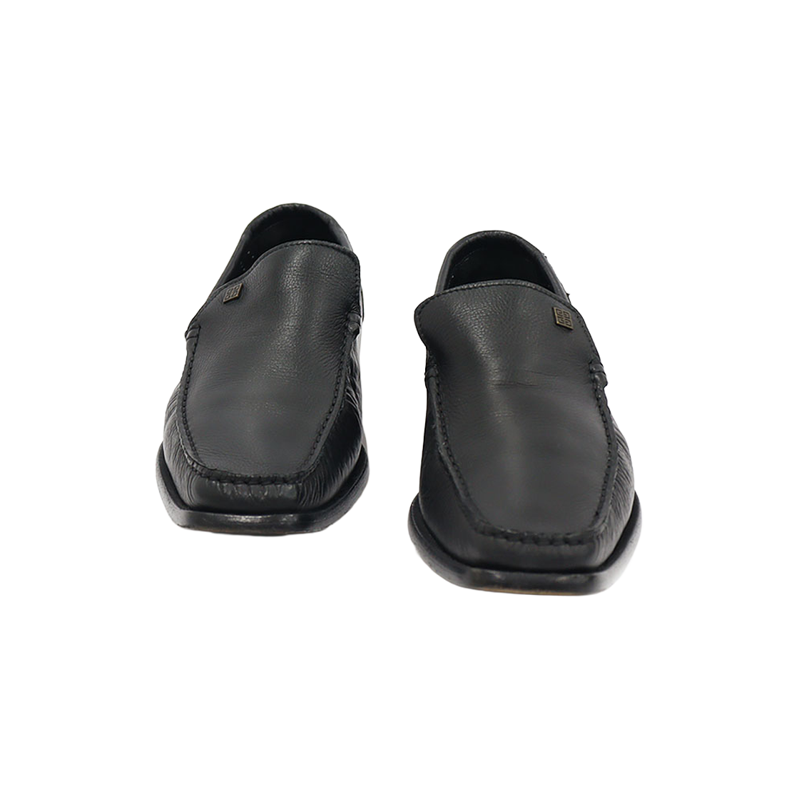 지방시 블랙 레더 메탈 4G 로고 장식 남성 로퍼 39.5(Givenchy Black Leather Metal 4G Logo Men's Loafers Size 39.5)
