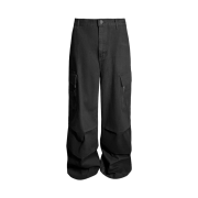 AX CONNECTION Tactical Cargo Washed Wide Denim Pants