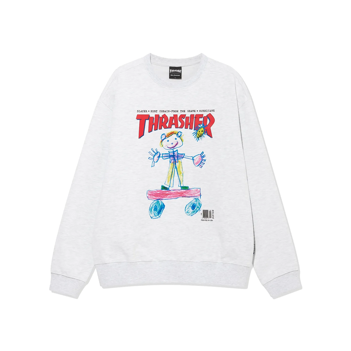 트레셔 키즈 스케치 맨투맨 화이트 멜란지(THRASHER Kids Sketch Sweatshirt White Melange) - 1